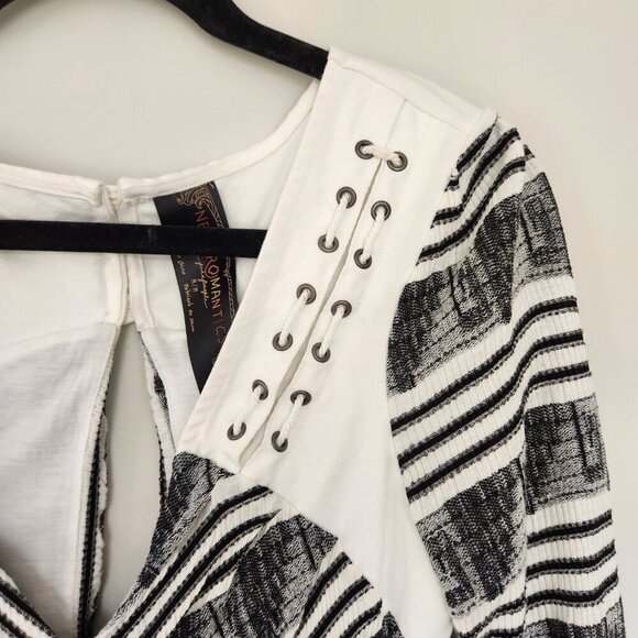 Free People New Romantics M Lelani Dress Hi Low Black Grunge Gothic Dark Pirate - Picture 4 of 9